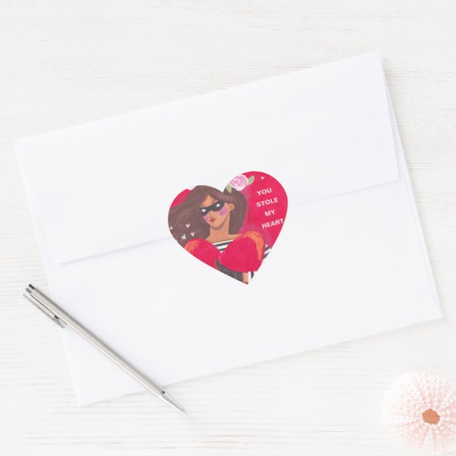 You Stole My Heart Valentine's Day Heart Sticker (Envelope)
