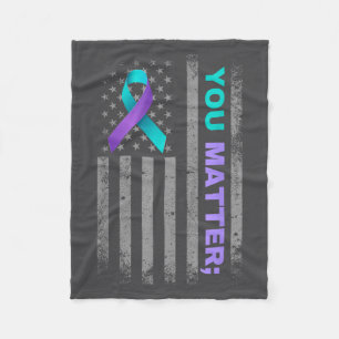 You Suicide Prevention Awareness American Flag Rib Fleece Blanket