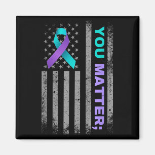 You Suicide Prevention Awareness American Flag Rib Magnet