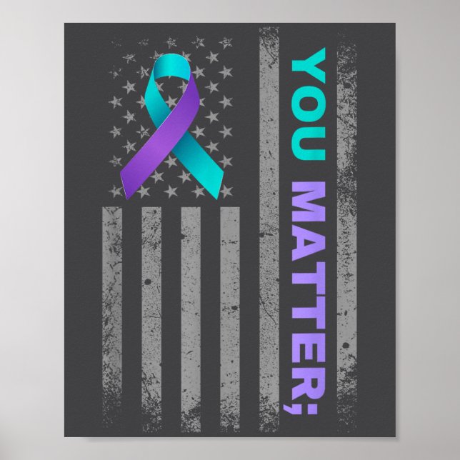 You Suicide Prevention Awareness American Flag Rib Poster (Front)