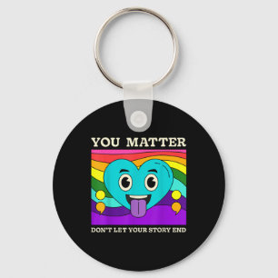 You Suicide Prevention Awareness Rainbow Heart Key Ring