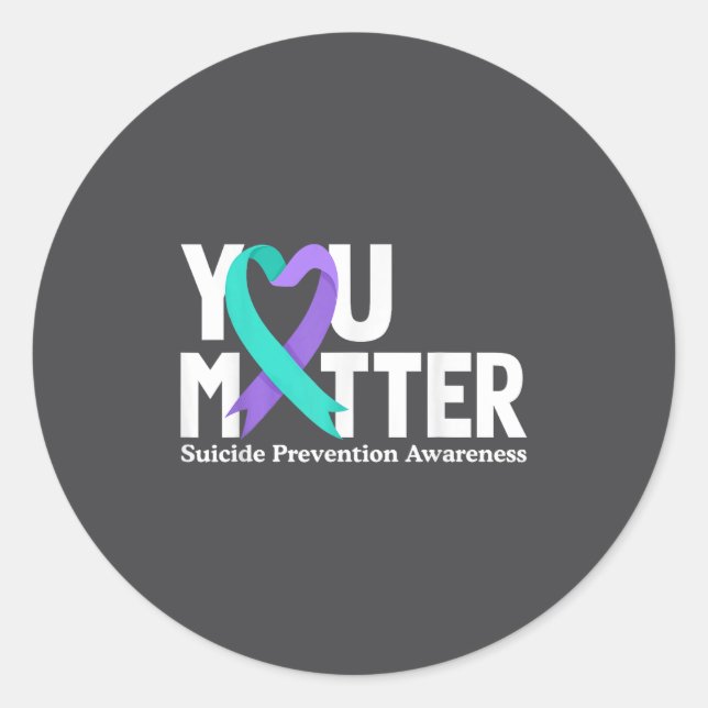 You Suicide Prevention Awareness Teal &amp; Purple Classic Round Sticker (Front)