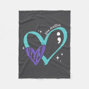 You Suicide Prevention Awareness Teal & Purple Fleece Blanket