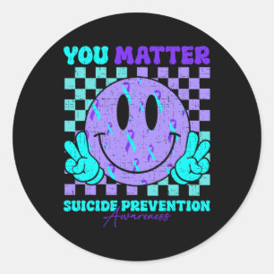 You Suicide Prevention Awareness Teal And Purple R Classic Round Sticker