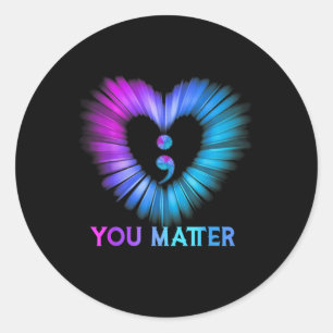 You Suicide Prevention Awareness Teal Purple Heart Classic Round Sticker