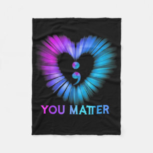 You Suicide Prevention Awareness Teal Purple Heart Fleece Blanket