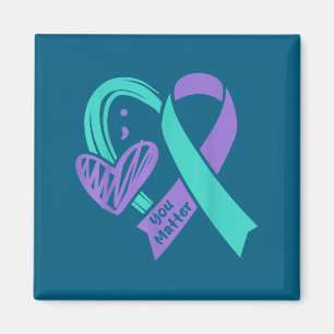 You Suicide Prevention Awareness Teal Purple Heart Magnet