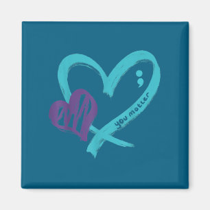 You Suicide Prevention Awareness Teal Purple Heart Magnet