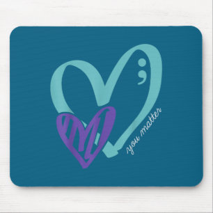 You Suicide Prevention Awareness Teal Purple Heart Mouse Pad