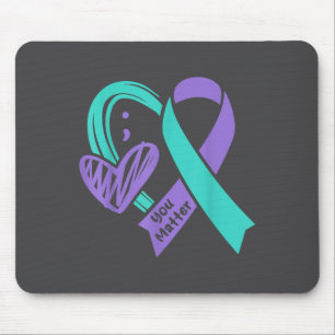 You Suicide Prevention Awareness Teal Purple Heart Mouse Pad