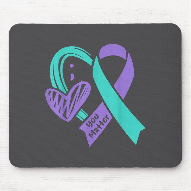 You Suicide Prevention Awareness Teal Purple Heart Mouse Pad (Front)