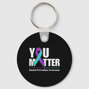 You Suicide Prevention Awareness Teal Purple Ribbo Key Ring