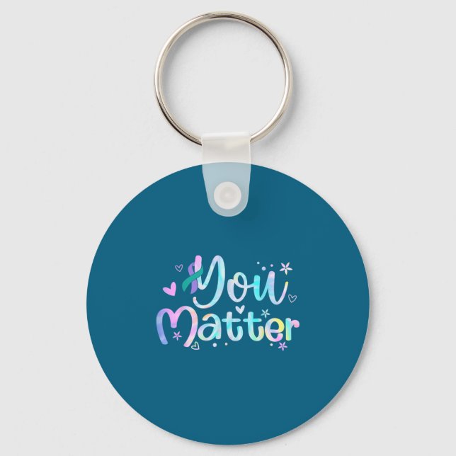You Suicide Prevention Awareness Teal Purple Ribbo Key Ring (Front)