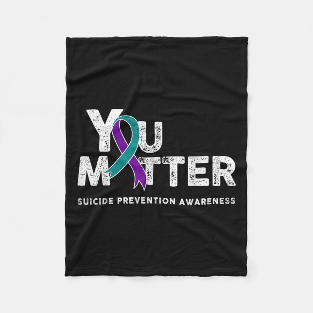 You Suicide Prevention Month Gift Teal Purple Ribb Fleece Blanket (Front)