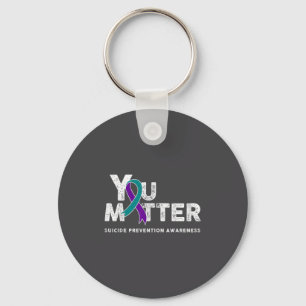 You Suicide Prevention Month Gift Teal Purple Ribb Key Ring