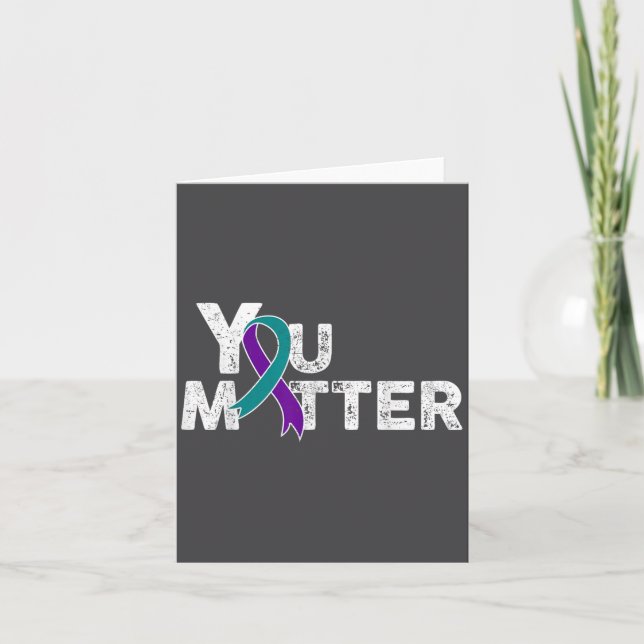 You Suicide Prevention Month Teal Purple Ribbon Gi Card (Front)
