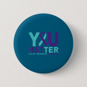You - Suicide Prevention Teal Purple Awareness Rib 6 Cm Round Badge