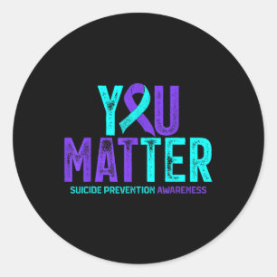 You - Suicide Prevention Teal Purple Awareness Rib Classic Round Sticker
