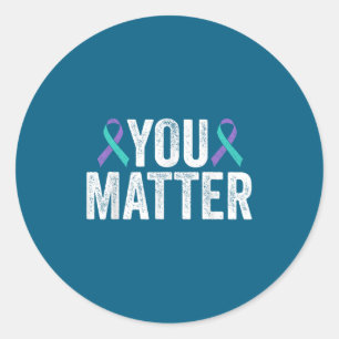 You - Suicide Prevention Teal Purple Awareness Rib Classic Round Sticker