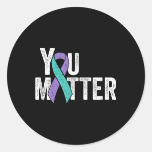 You - Suicide Prevention Teal Purple Awareness Rib Classic Round Sticker