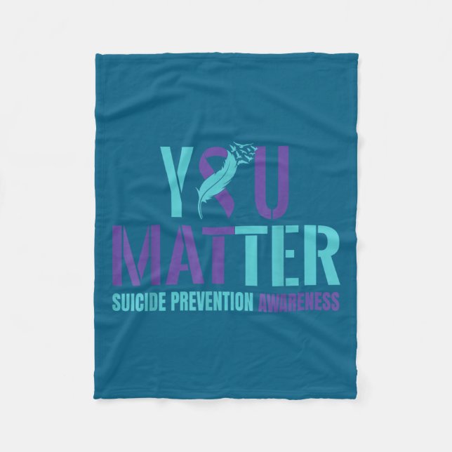 You - Suicide Prevention Teal Purple Awareness Rib Fleece Blanket (Front)