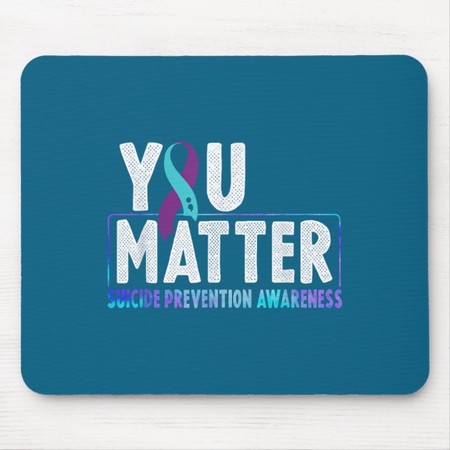 You - Suicide Prevention Teal Purple Awareness Rib Mouse Pad (Front)