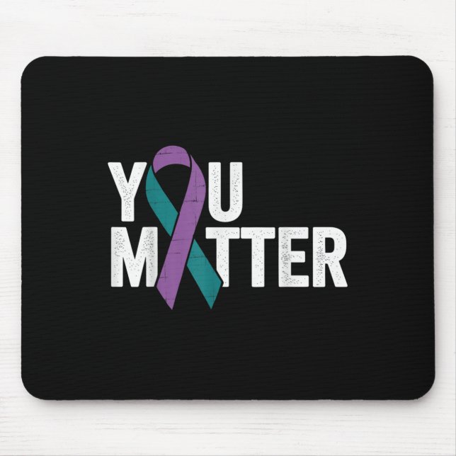 You - Suicide Prevention Teal Purple Awareness Rib Mouse Pad (Front)