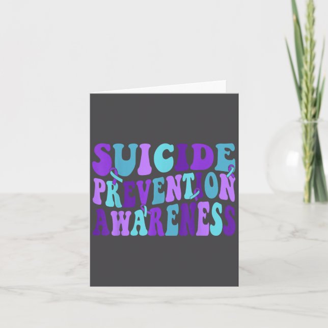 You Suicide Prevention Teal Purple Awareness Ribbo Card (Front)
