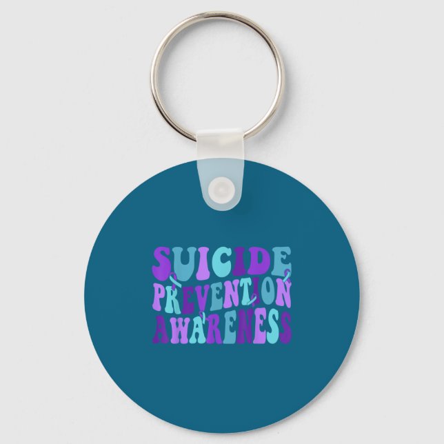 You Suicide Prevention Teal Purple Awareness Ribbo Key Ring (Front)