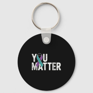You Suicide Prevention Teal Purple Awareness Ribbo Key Ring