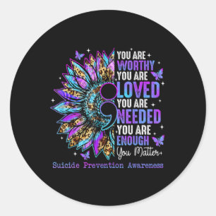 You Sunflower Suicide Prevention Awareness Semicol Classic Round Sticker