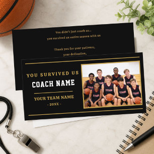 You Survived Us Coach Funny Photo Thank You Card