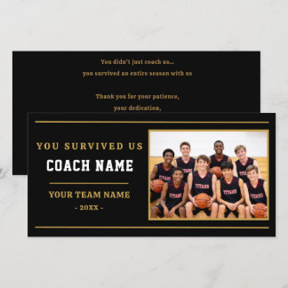 You Survived Us Coach Funny Photo Thank You Card