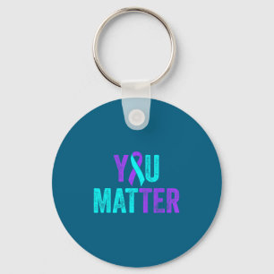 You Teal Purple Ribbon Suicide Prevention Awarenes Key Ring
