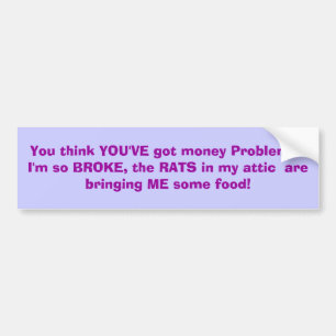 You think YOU'VE got money Problems?I'm so BROK... Bumper Sticker