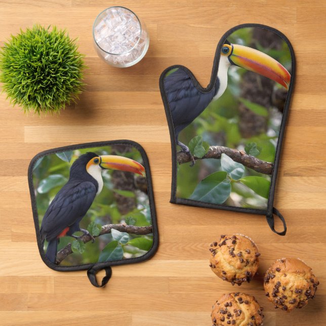 You Toucan Sit In The Treetops, Oven Mitt & Pot Holder Set (Top Down)