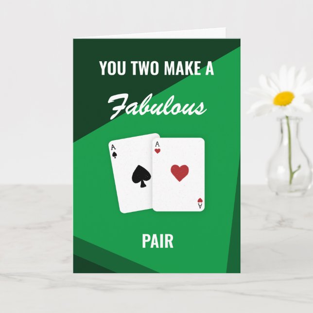 "You two make a fabulous pair" Vegas Poker Hand Card (Small Plant)