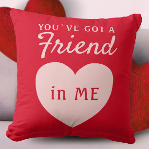You`ve got a Friend Red Pink Heart Friendship Cushion