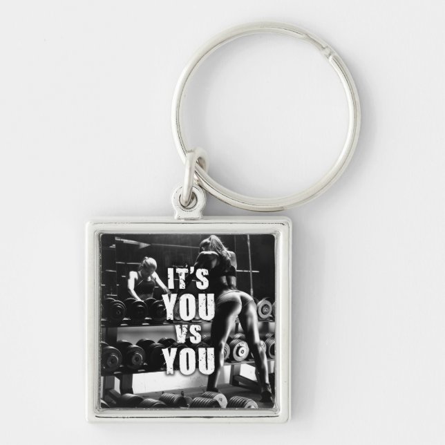 YOU vs YOU - Women's Workout Motivational Key Ring (Front)