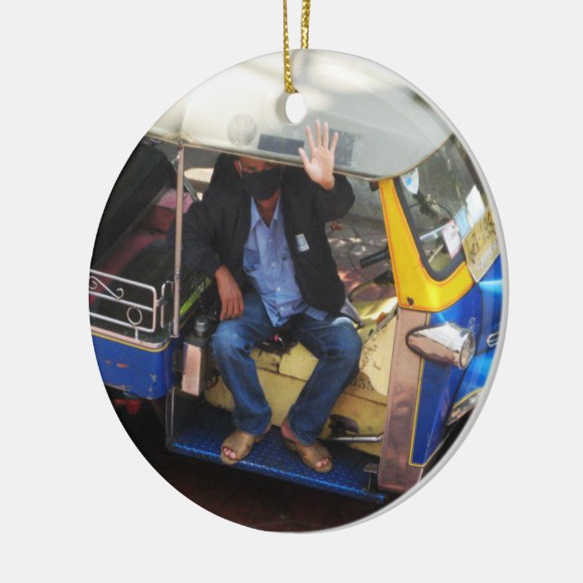 You want TAXI TUK-TUK? Ceramic Ornament (Left)