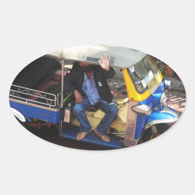 You want TAXI TUK-TUK? Oval Sticker (Front)