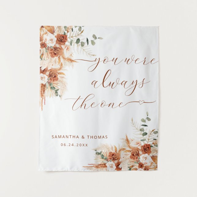You Were Always the One Wedding Backdrop Banner Tapestry (Front)