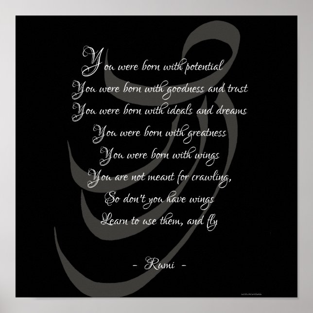 You were born with wings Rumi wisdom Poster (Front)