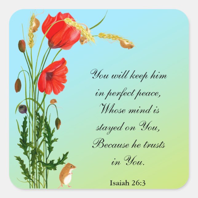 You will keep him in perfect peace Bible Verse Square Sticker (Front)