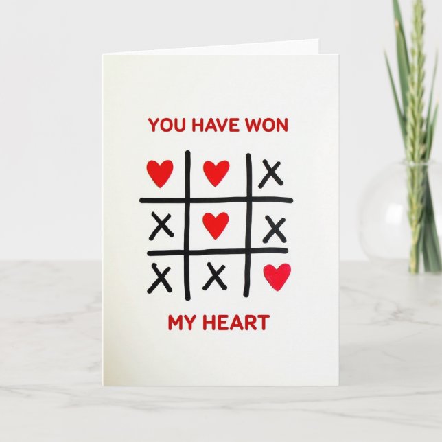 You Won My Heart Tic Tac Toe Card (Front)