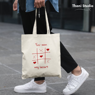 You Won my Heart Tic-Tac-Toe Funny Valentine's  Tote Bag