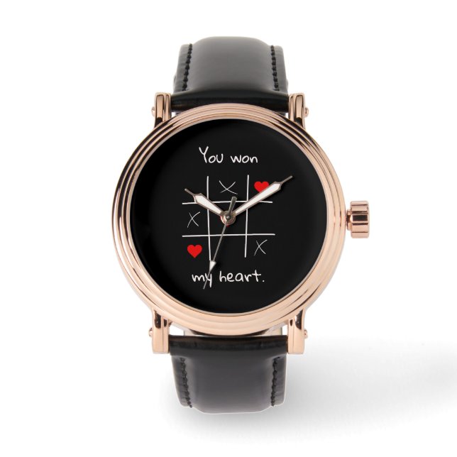 You Won my Heart Tic-Tac-Toe Funny Valentine's  Watch (Front)