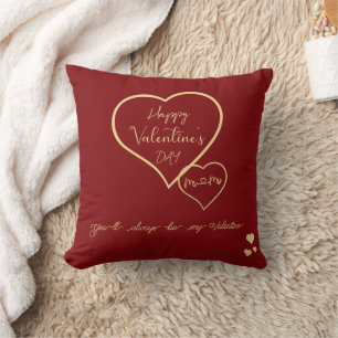 You'll Always Be My Valentine Double Hearts Cushion