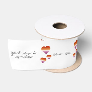 You'll Always Be My Valentine Lesbian Hearts Flag Satin Ribbon