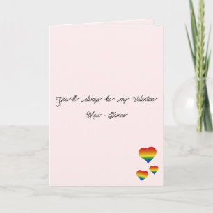 You'll Always Be My Valentine LGBT Hearts Flag Holiday Card